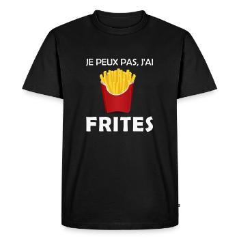 je peux pas j'ai frites / humour frites - T-shirt Premium bio Homme - noir - Devant - Nico (187cm)