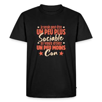 Je Serais Peut Être Un Peu Plus Sociable - T-shirt Premium bio Homme - noir - Devant - Nico (187cm)