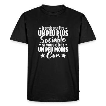 Je Serais Peut Être Un Peu Plus Sociable - T-shirt Premium bio Homme - noir - Devant - Nico (187cm)