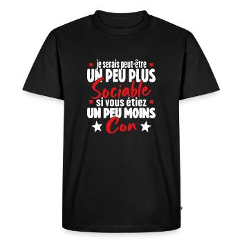 Je Serais Peut Être Un Peu Plus Sociable - T-shirt Premium bio Homme - noir - Devant - Nico (187cm)