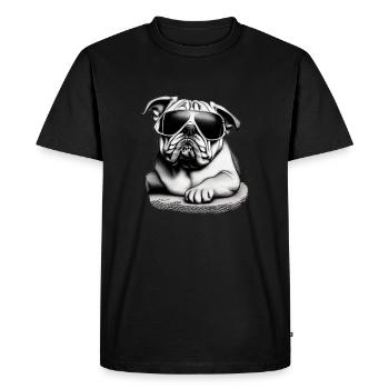 Chiens bouledogues avec lunettes de soleil motif cool - T-shirt Premium bio Homme - noir - Devant - Nico (187cm)