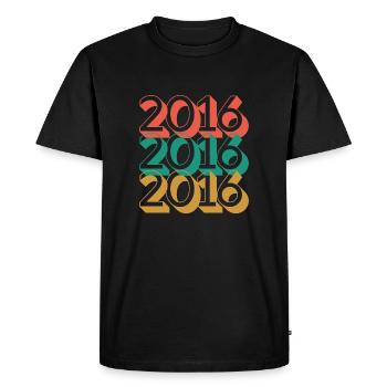 Anniversaire année 2016 / Vintage 2016 - T-shirt Premium bio Homme - noir - Devant - Nico (187cm)