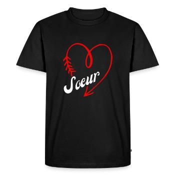 sœur cœur - T-shirt Premium bio Homme - noir - Devant - Nico (187cm)