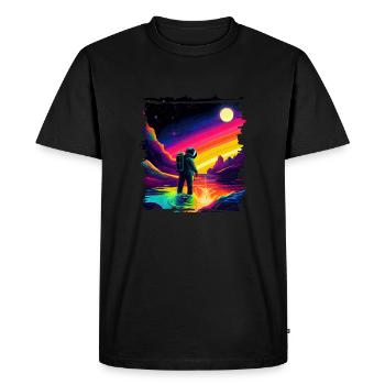 Outer Space Art Aquarelle Dégoulinant Spaceman - T-shirt Premium bio Homme - noir - Devant - Nico (187cm)