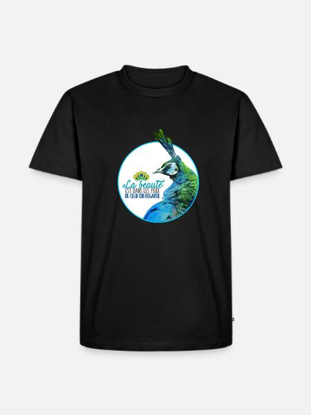 Peacock - Men's Premium Organic T-Shirt - black