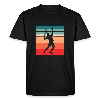 Tennis Sport Tennis Match Dicton - T-shirt Premium bio Homme - noir - Devant - Nico (187cm)