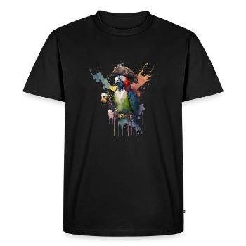 Cool pirate parrot with beer - Men's Premium Organic T-Shirt - black - Front - Nico (187cm)