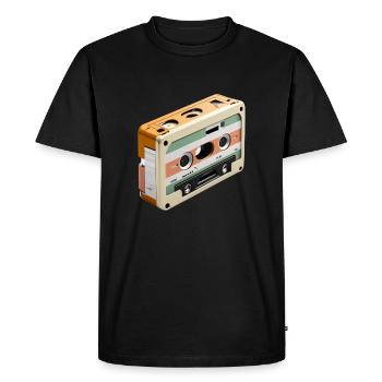Illustration de cassette rétro - Vintage - T-shirt Premium bio Homme - noir - Devant - Nico (187cm)