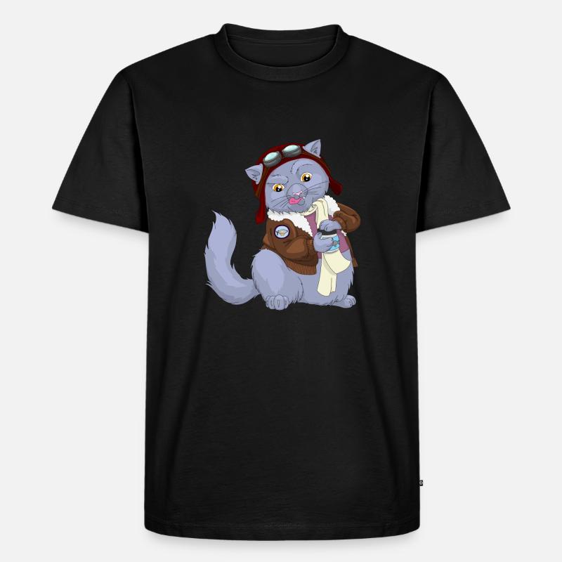 Herr Pilot - Männer Premium Bio T-Shirt - Schwarz