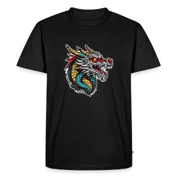 dragon asiatique - japon - chinois - T-shirt Premium bio Homme - noir - Devant - Nico (187cm)