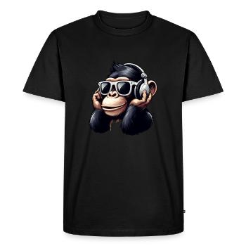 Chimpanzé singe avec lunettes de soleil et écouteurs - T-shirt Premium bio Homme - noir - Devant - Nico (187cm)