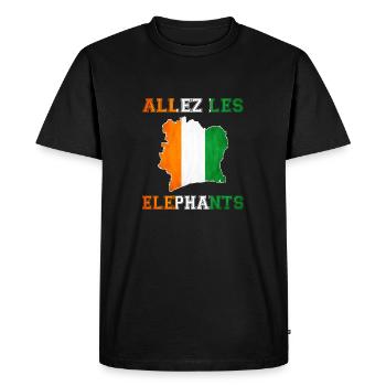 Allez LES Éléphant Maillot de Pied Côte d'Ivoire - T-shirt Premium bio Homme - noir - Devant - Nico (187cm)