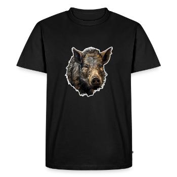 Wild boar's head - Men's Premium Organic T-Shirt - black - Front - Nico (187cm)