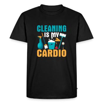 Le nettoyage est mon nettoyant d’entretien cardio - T-shirt Premium bio Homme - noir - Devant - Nico (187cm)