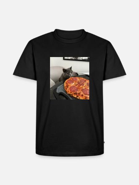 Katzenpizza-Träume - Männer Premium Bio T-Shirt - Schwarz