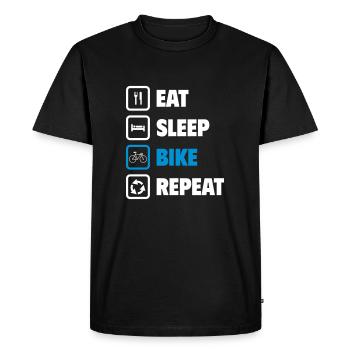 Eat, sleep, cycle, repeat - Men's Premium Organic T-Shirt - black - Front - Nico (187cm)