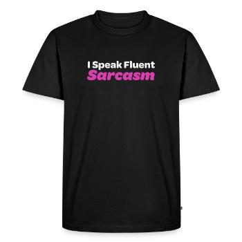 Je parle couramment le sarcasme - T-shirt Premium bio Homme - noir - Devant - Nico (187cm)