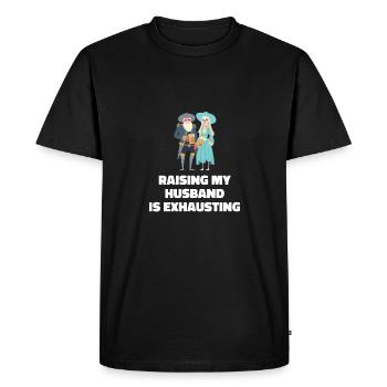 Élever mon mari est une femme vintage épuisante - T-shirt Premium bio Homme - noir - Devant - Nico (187cm)