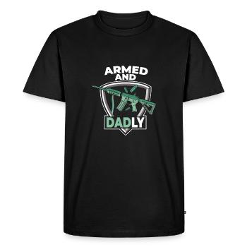 Armed and paternal Funny paternal fathers - Men's Premium Organic T-Shirt - black - Front - Nico (187cm)