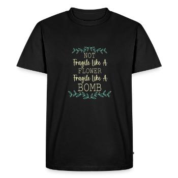 Pas fragile comme une fleur, mais un - T-shirt Premium bio Homme - noir - Devant - Nico (187cm)