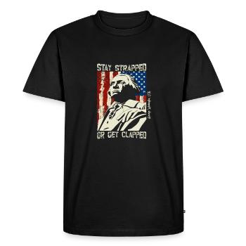 Buckle up or get clapped George - Men's Premium Organic T-Shirt - black - Front - Nico (187cm)