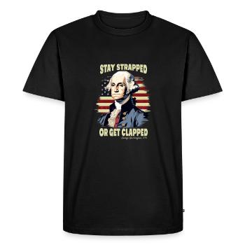 Buckle up or get clapped George - Men's Premium Organic T-Shirt - black - Front - Nico (187cm)