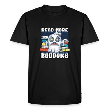 Groovy Read More Books Ghost Cute Funny - Men's Premium Organic T-Shirt - black - Front - Nico (187cm)