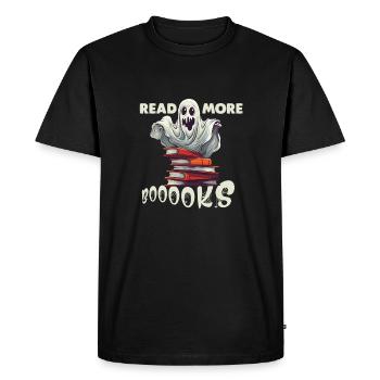 Groovy Read More Books Ghost Cute Funny - Men's Premium Organic T-Shirt - black - Front - Nico (187cm)