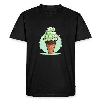 Mint Chocolate Chip Ice Cream Cone - Men's Premium Organic T-Shirt - black - Front - Nico (187cm)