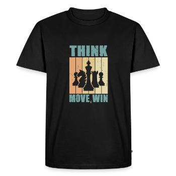 Chess, Think, Move, Win, Chess Master Club - Men's Premium Organic T-Shirt - black - Front - Nico (187cm)