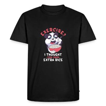 Exercise I thought they said extra rice - Men's Premium Organic T-Shirt - black - Front - Nico (187cm)