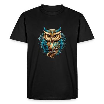 Hibou, Nature sauvage, , Animal, Nature, Steampunk - T-shirt Premium bio Homme - noir - Devant - Nico (187cm)