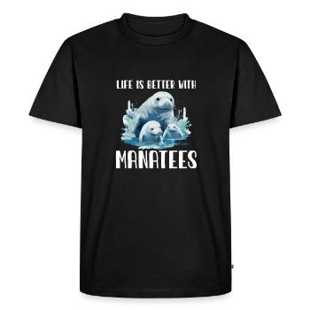La vie est meilleure avec les lamantins, les animaux aquatiques - T-shirt Premium bio Homme - noir - Devant - Nico (187cm)