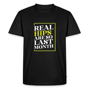 Real Hips Are So Last Month Joint Replacement - Men's Premium Organic T-Shirt - black - Front - Nico (187cm)