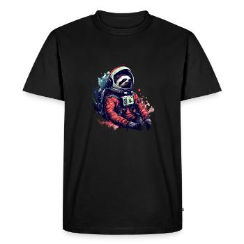 Sloth Astronaut - A Space Trip In - Men's Premium Organic T-Shirt - black - Front - Nico (187cm)
