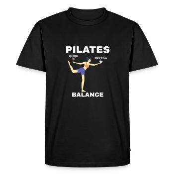Pilates Balance Motif Vin Et Café - T-shirt Premium bio Homme - noir - Devant - Nico (187cm)