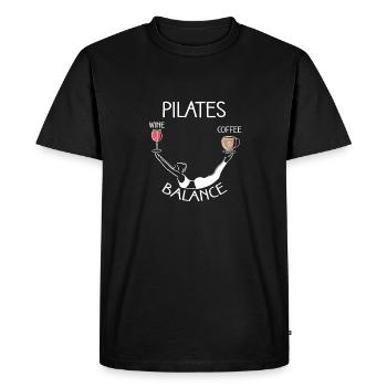 Pilates Balance Motif Vin Et Café - T-shirt Premium bio Homme - noir - Devant - Nico (187cm)