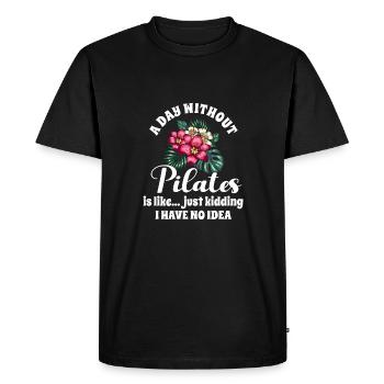 A Day Without Pilates Floral Motif Humor - Men's Premium Organic T-Shirt - black - Front - Nico (187cm)