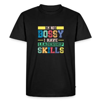 Je ne suis pas autoritaire, j’ai des compétences en leadership - T-shirt Premium bio Homme - noir - Devant - Nico (187cm)