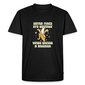 N’établissez jamais de contact visuel lorsque vous mangez des bananes - T-shirt Premium bio Homme - noir - Devant - Nico (187cm)