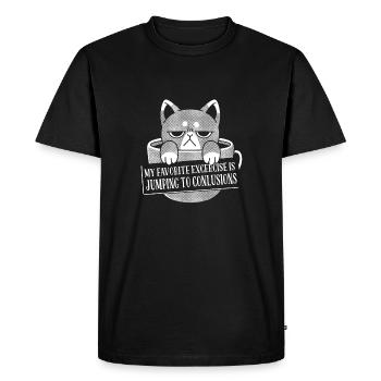 Favorite Exercise: Hasty Conclusions, Cow Motif - Men's Premium Organic T-Shirt - black - Front - Nico (187cm)