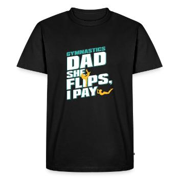 Gymnastics dad support with pride - Men's Premium Organic T-Shirt - black - Front - Nico (187cm)