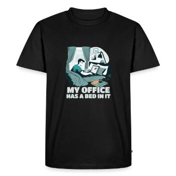 My office has a bed in it - Home Office Humor - Men's Premium Organic T-Shirt - black - Front - Nico (187cm)