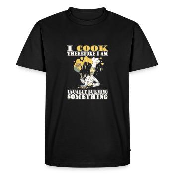 Je cuisine, donc je suis - message humoristique - T-shirt Premium bio Homme - noir - Devant - Nico (187cm)