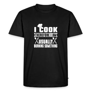 Je cuisine, donc je suis - message humoristique - T-shirt Premium bio Homme - noir - Devant - Nico (187cm)