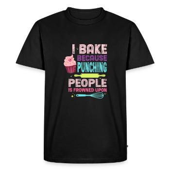 I Bake Because Punching People Is Frowned Upon – - Men's Premium Organic T-Shirt - black - Front - Nico (187cm)