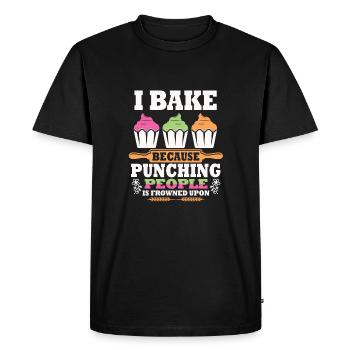 I Bake Because Punching People Is Frowned Upon – - Men's Premium Organic T-Shirt - black - Front - Nico (187cm)