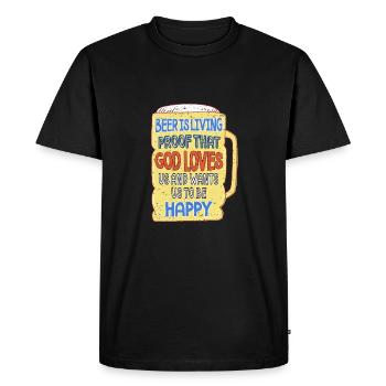 La bière est la preuve que Dieu nous aime et nous veut, - T-shirt Premium bio Homme - noir - Devant - Nico (187cm)
