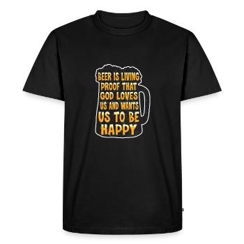 La bière est la preuve que Dieu nous aime et nous veut, - T-shirt Premium bio Homme - noir - Devant - Nico (187cm)