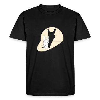 Lapin drôle avec une ombre rock’n’roll - T-shirt Premium bio Homme - noir - Devant - Nico (187cm)